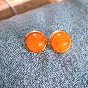 Butterscotch button earrings